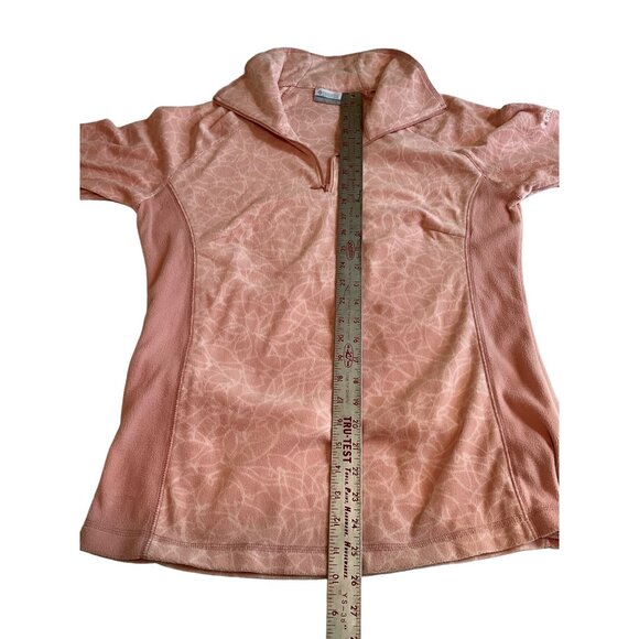 Columbia Women's Large Light Peach/Pale Pink 1/4 Zip Pullover Pattern Front Long - Picture 5 of 8